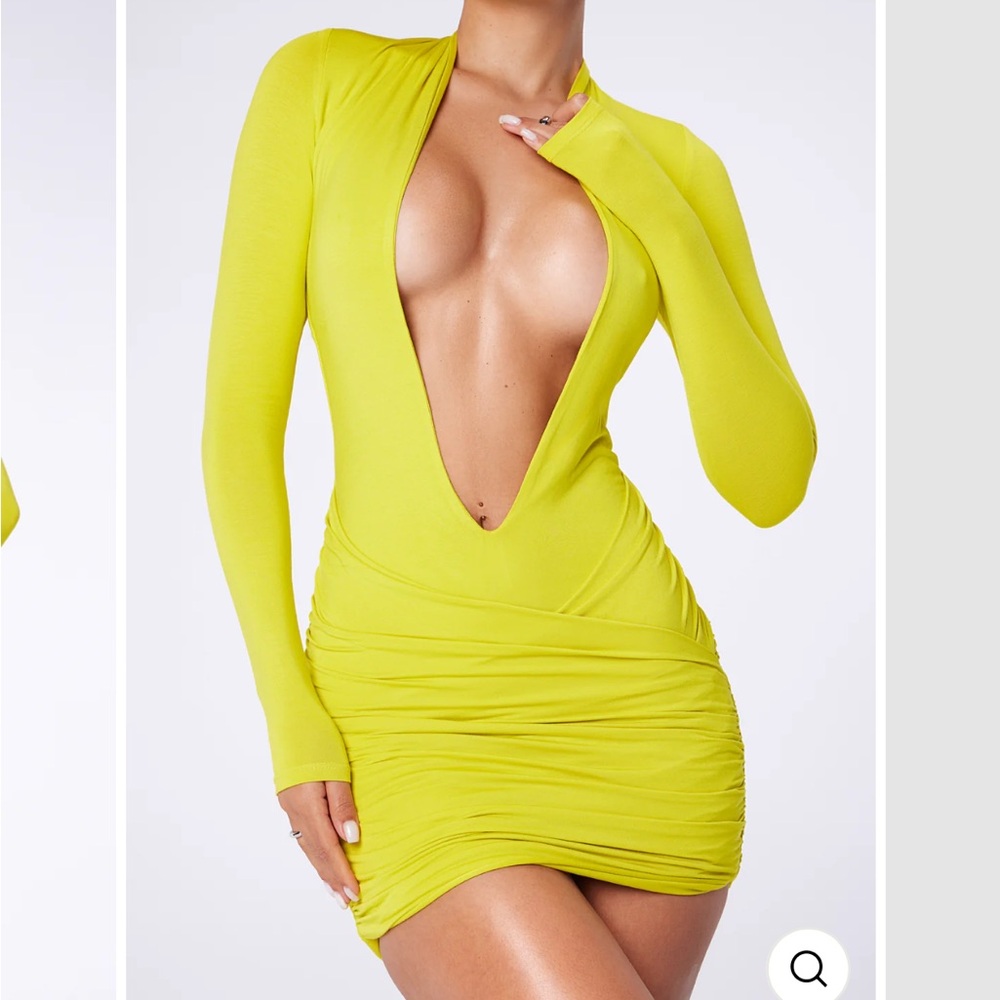 Elegant Lime Green Plunge Dress